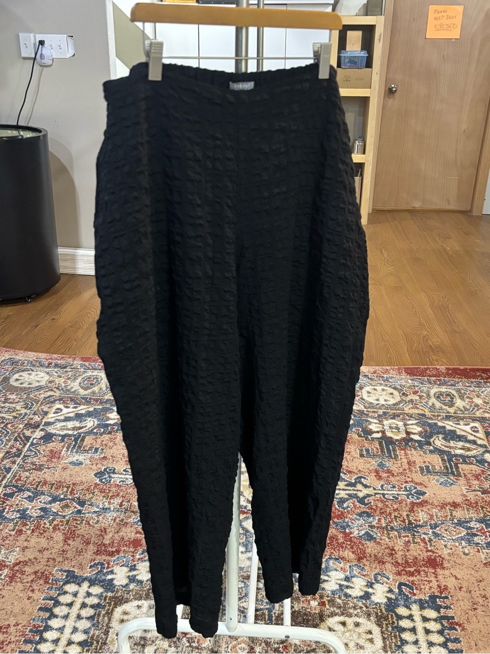 Habitat Black Textured Wide-Leg Pants